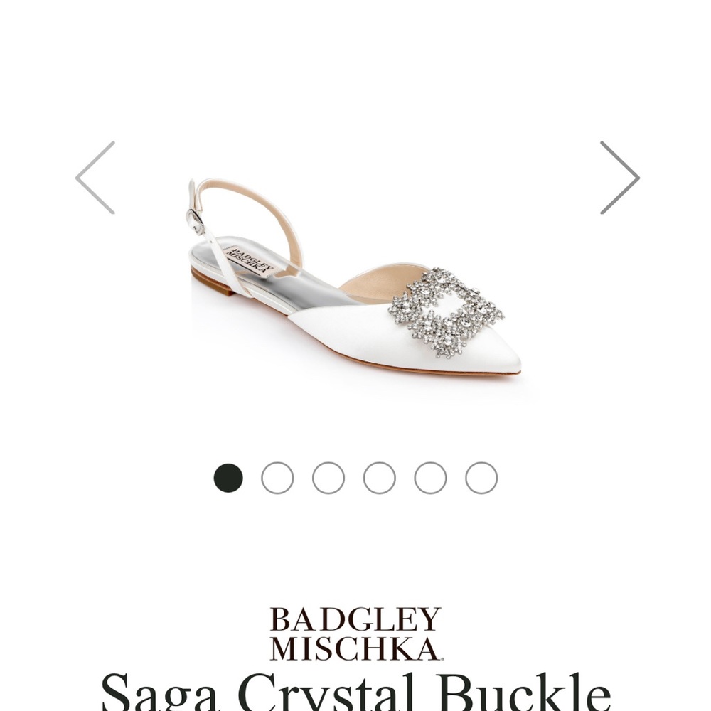 Badgley Mischka Saga Crystal Buckle Pointed Toe Flat